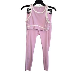 Wilo Lavender Ribbed 2pc Activewear Set Workout Yoga Pilates Running Sz L